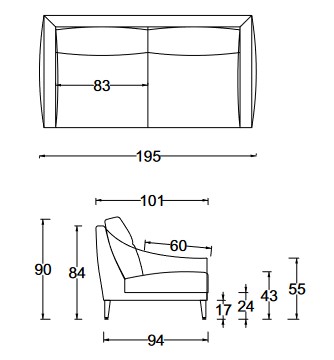 Dimensions Canapé Ascot Twils