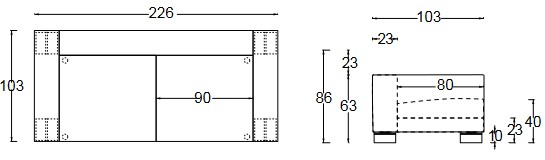 Dimensions Canapé T-Time Twils 90 cm