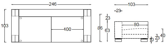 Dimensions Canapé T-Time Twils 100 cm