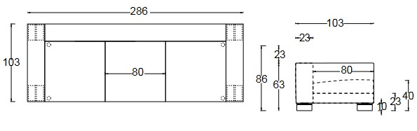 Dimensions Canapé T-Time Twils 80 cm Large