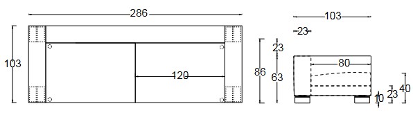 Dimensions Canapé T-Time Twils 120 cm