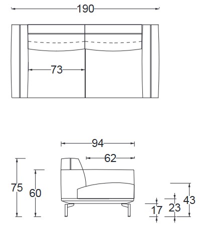 Wilson Twils Sofa dimensions