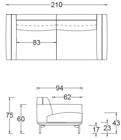 Wilson Twils Sofa dimensions