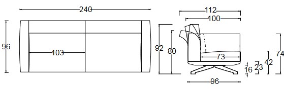 Dimensions Canapé Wing Twils