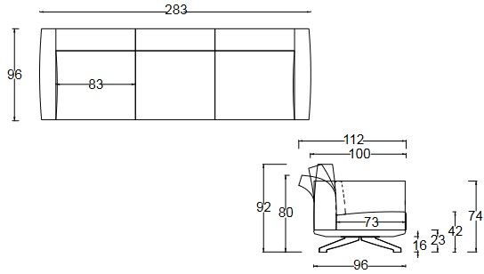 Dimensions Canapé Wing Twils