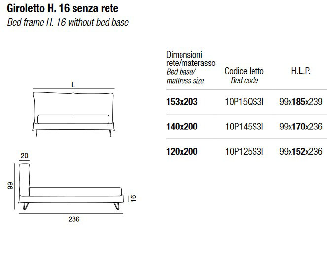 Academy Piuma Twils Bed Dimensions