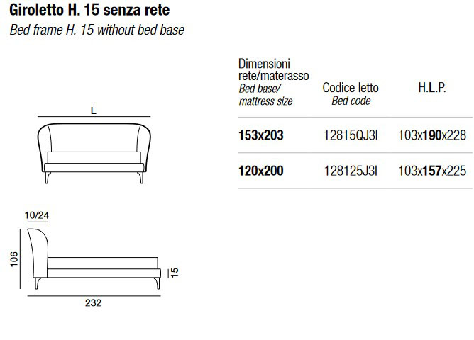 Dimensions of the Carnaby Twils small double bed