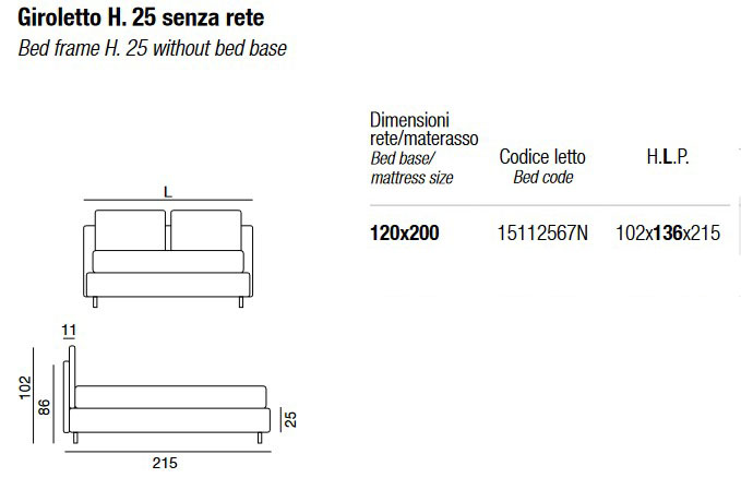 Dimensiones de la cama Frick Twils de una plaza y media