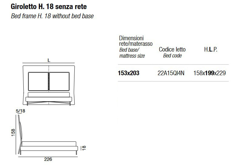 Dimensions du lit SP 2802 Twils une place et demie