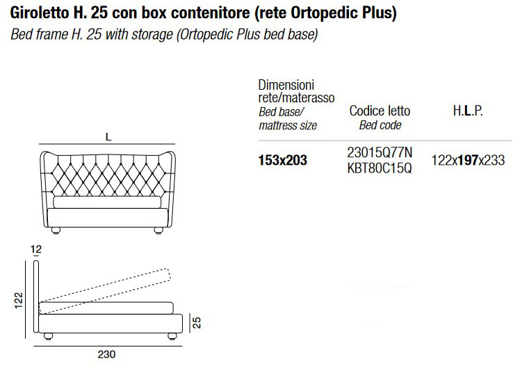 Dimensions of the Tommy Twils one-and-a-half bed