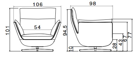 Dimensions of the Biggie Armchair by Twils