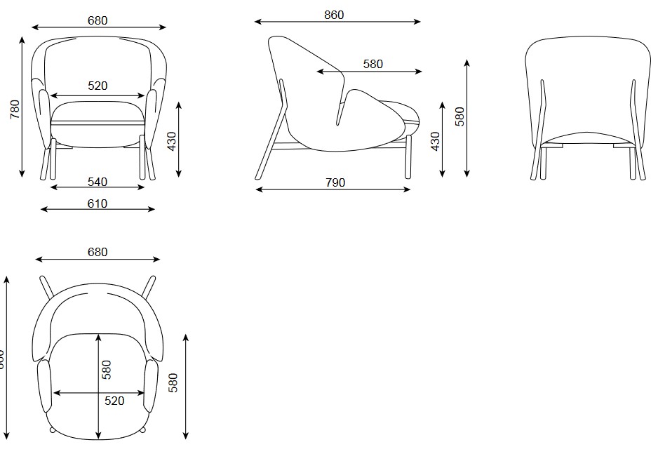 Dimensions du Fauteuil Rica de Twils