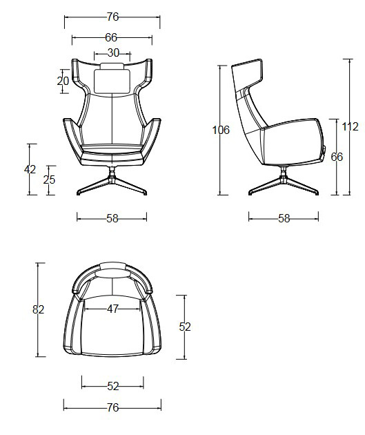 Poltrona T-Vision Twils dimensioni