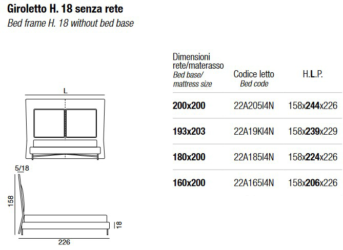 Dimensions du lit SP 2802 Twils