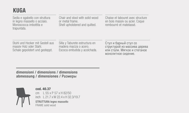 Sedia Kuga Bontempi Casa in legno misure